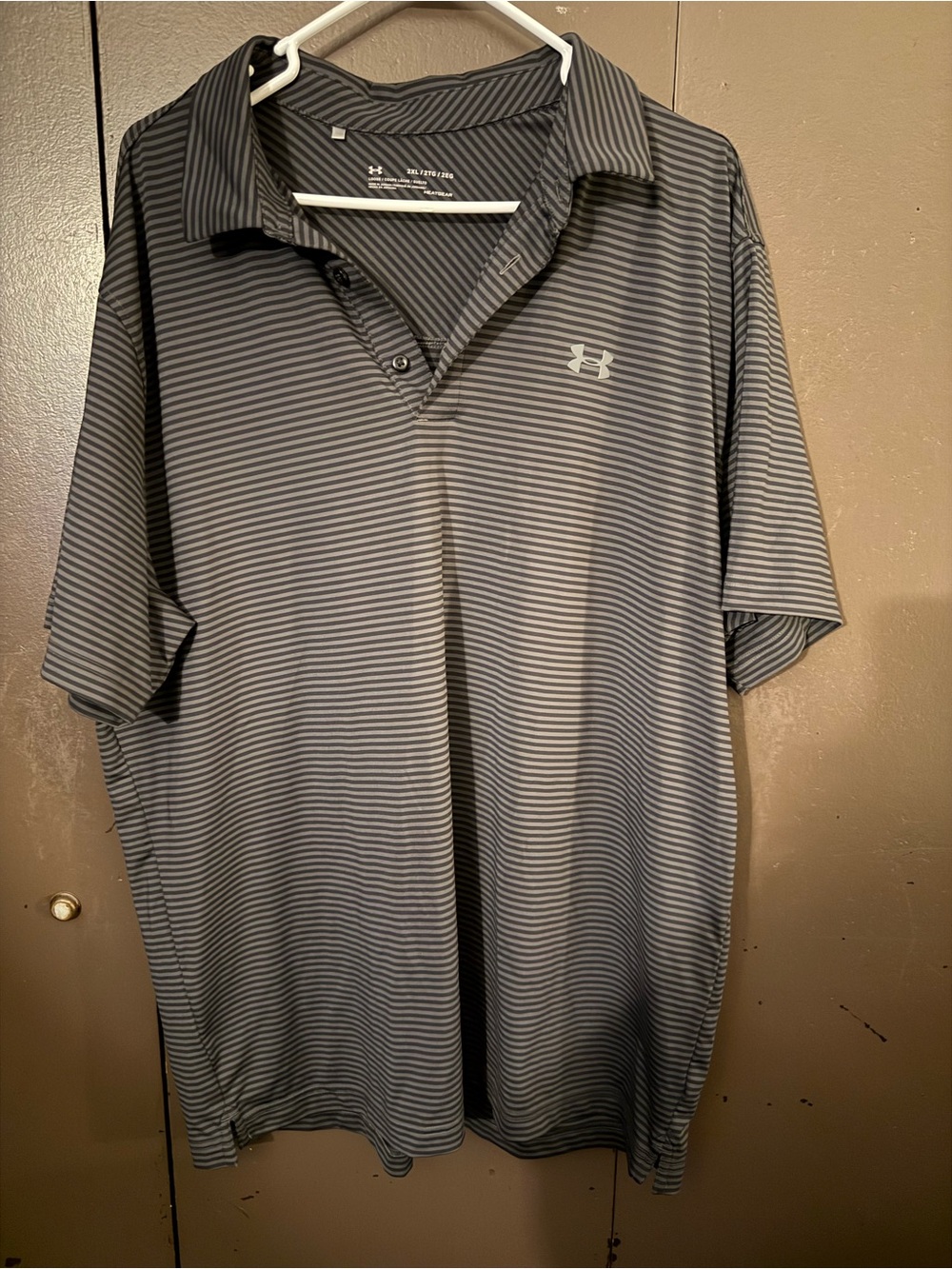 Under Armour Men’s Gray and Black Striped Performance Polo